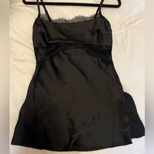 Black satin slip dress